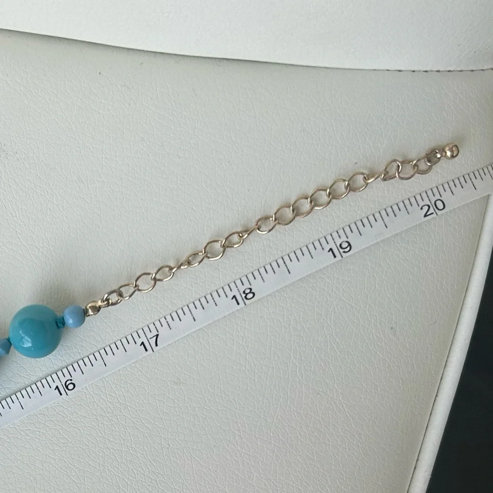 Vintage Retro Boho Aqua Chunky Beaded Necklace